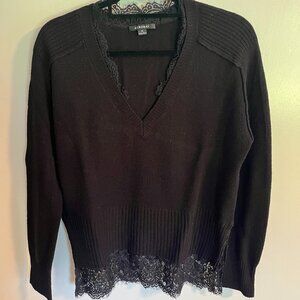 V-Neck Sweater with Lace Detail